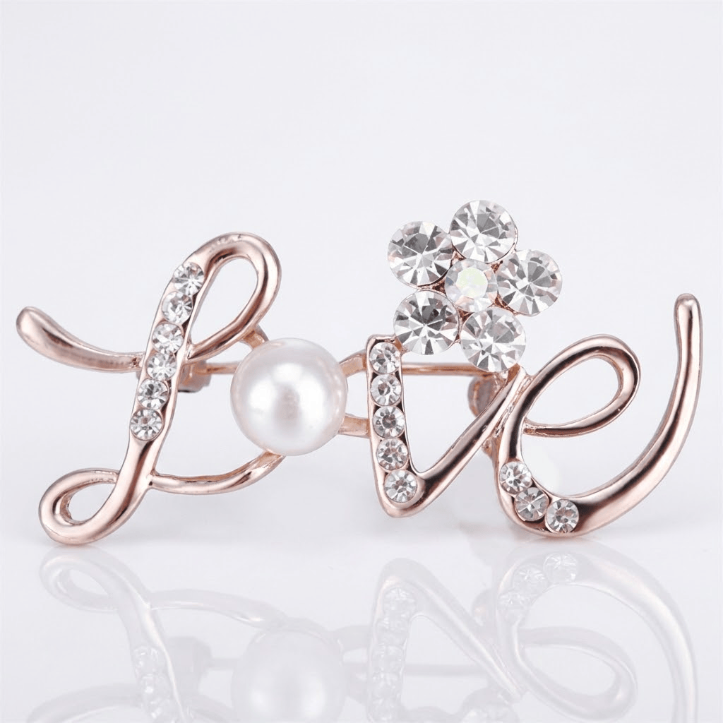 Elegant Rose Gold Love Brooch