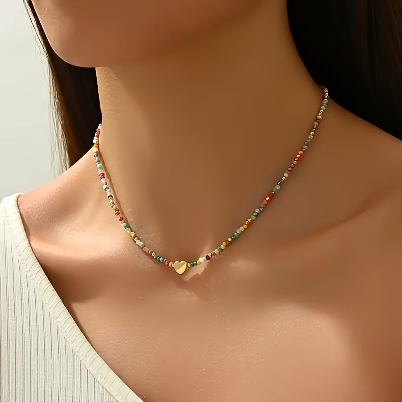 Minimal Earth Tone Heart Necklace