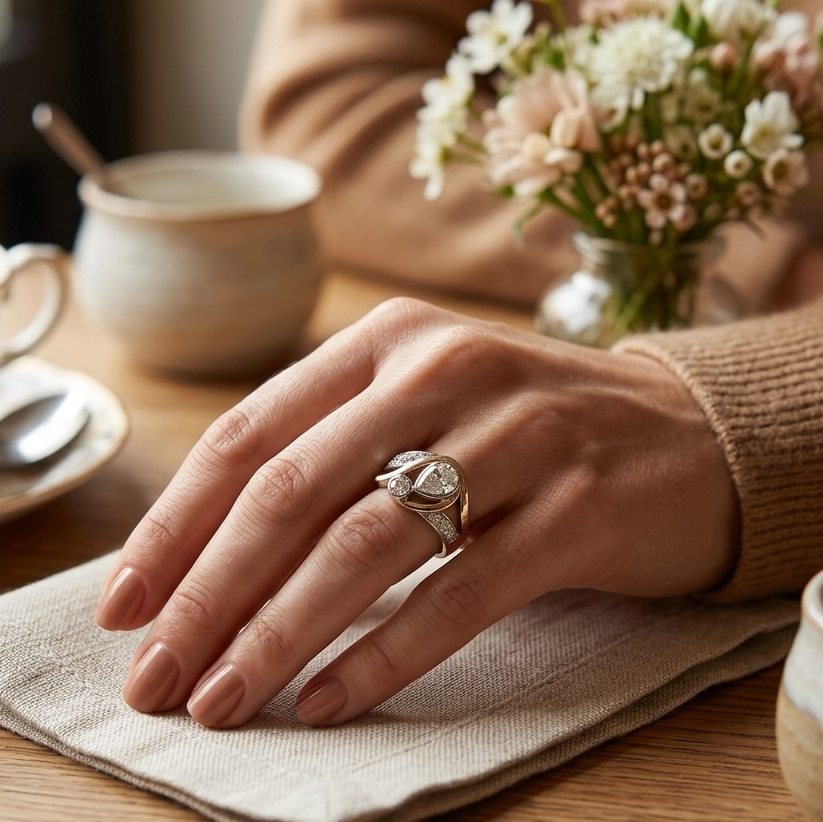 Sophisticated Two-Tone Zirconia Ring