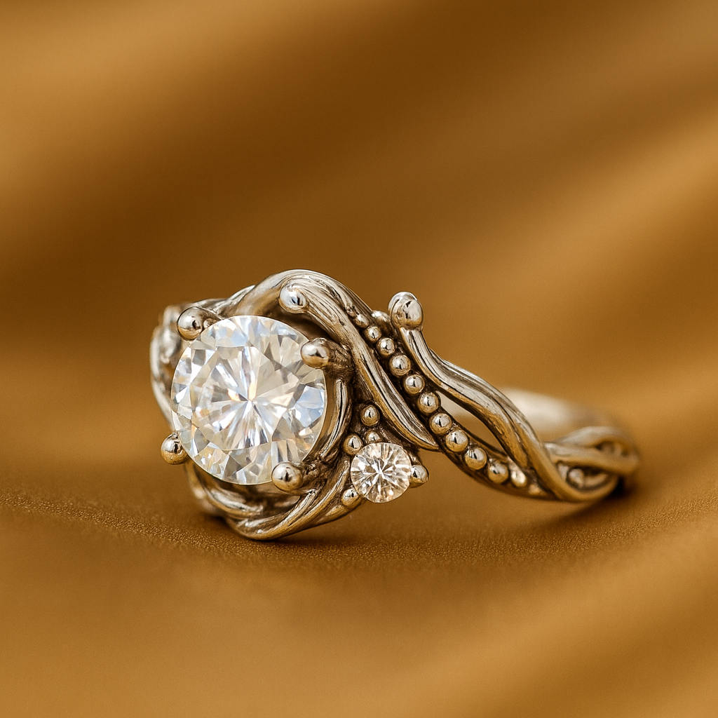 Elegant Silver Zirconia Branch Ring