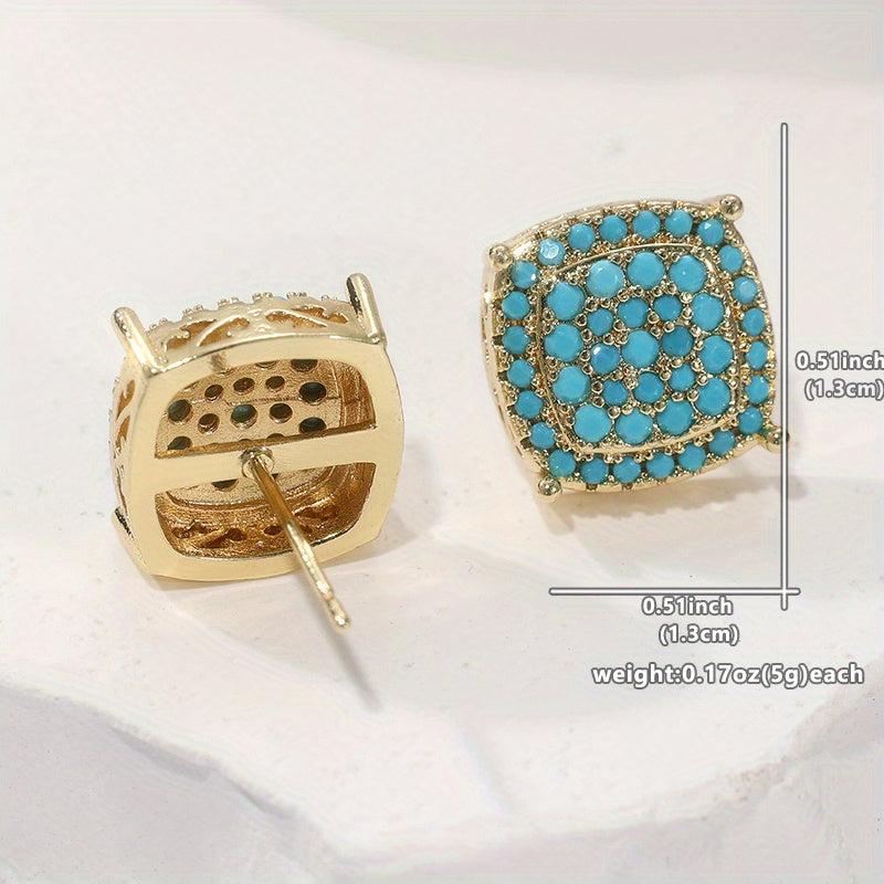 Beautiful Square Turquoise Stud Earrings
