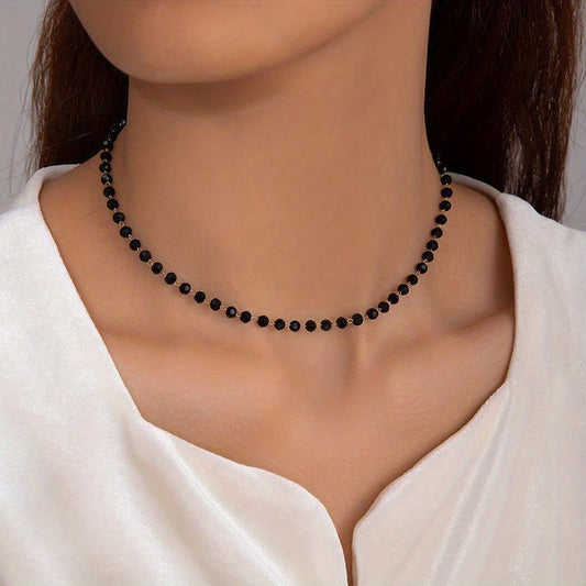 Minimal Onyx Beaded Necklace
