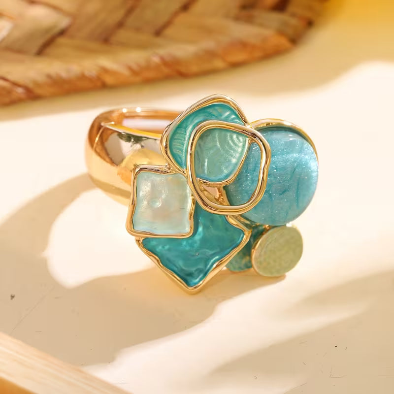 Turquoise Mosaic Cocktail Ring