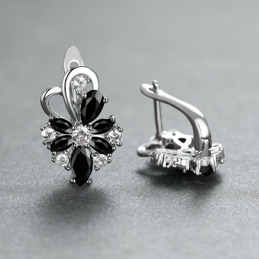 Elegant Waterdrop Zircon Flower Earrings