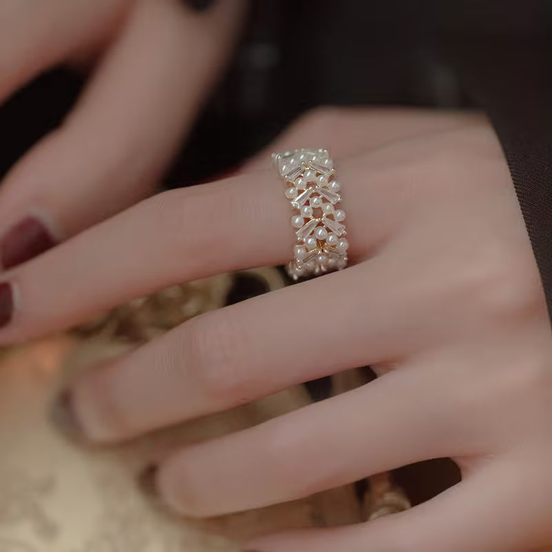 Premium Pearl Leaf Ring