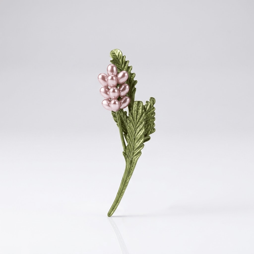 Elegant Pearl Botanical Brooch