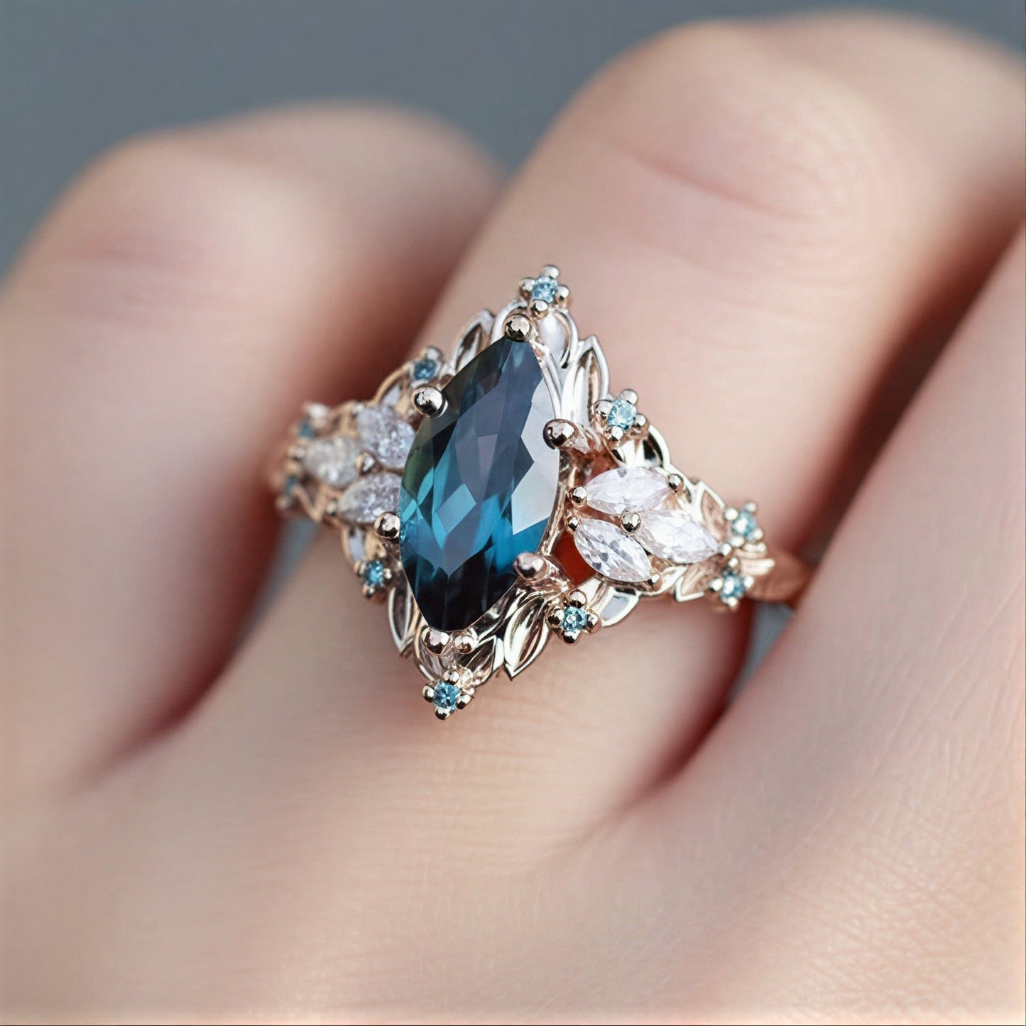 Vintage Teal Marquise Ring