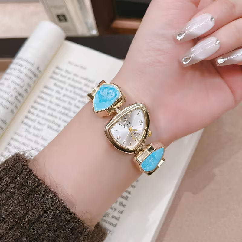 Pearl Stone Gold Bracelet Watch