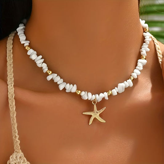 Natural Stone Starfish Necklace