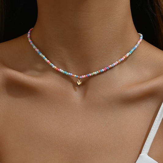Minimal Pastel Heart Necklace