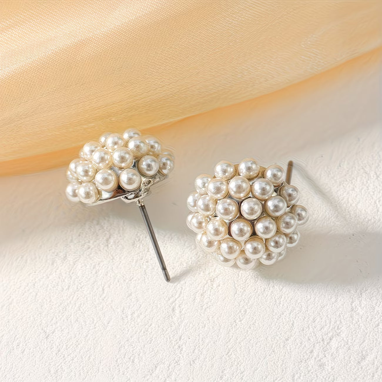 Pearl Dome Stud Earrings