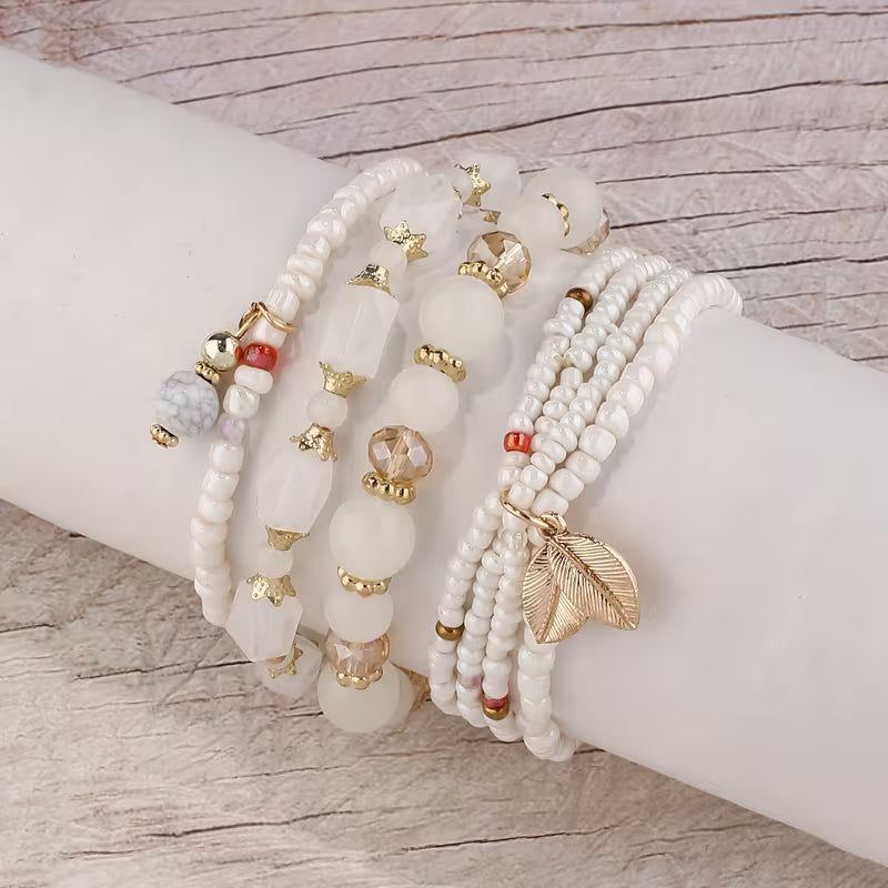 Elegant Crown Pearl Bracelet Set