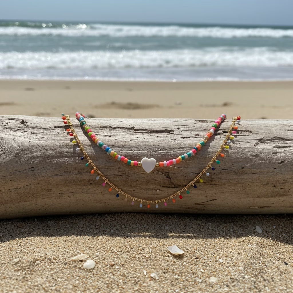 Minimal Rainbow Beaded Necklace