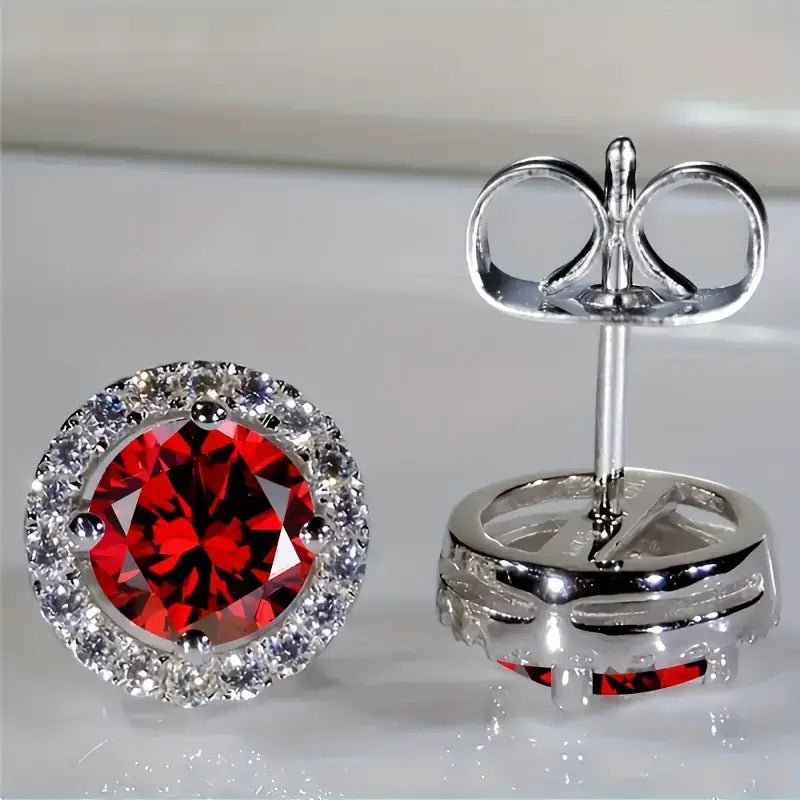 Elegant Ruby White Gold Earrings