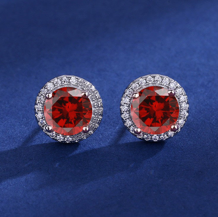 Elegant Ruby White Gold Earrings