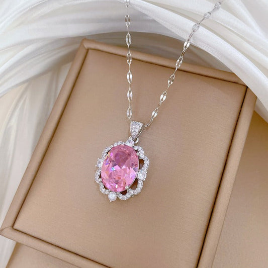 Elegant Rosé Sapphire Crown Necklace