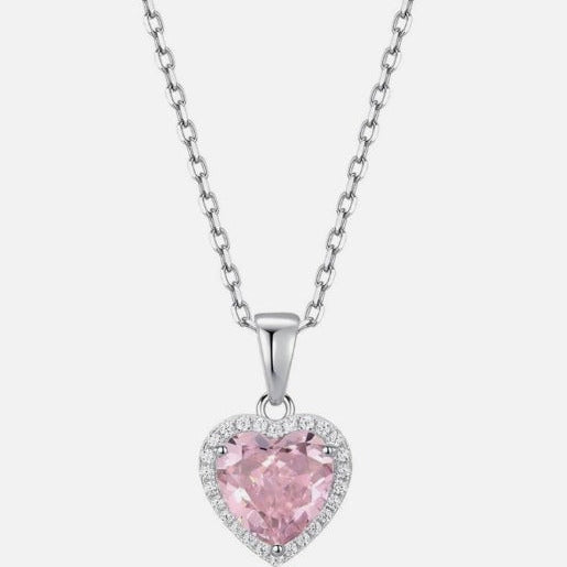 Elegant Rosé Sapphire Heart Necklace
