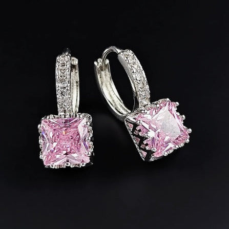 Elegant Rosé Sapphire Radiance Huggie Earrings