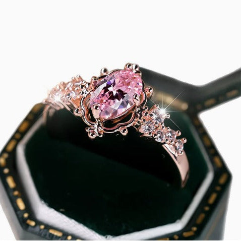 Elegant Rosé Sapphire Rose Gold Tiara Ring