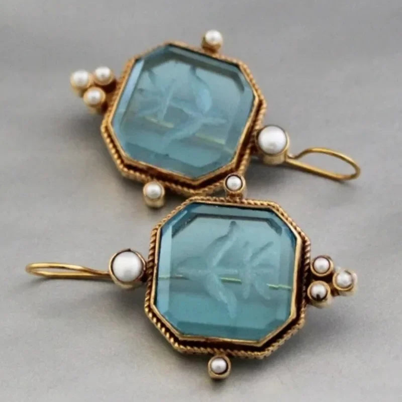 Pearl Geometric Drop Earrings