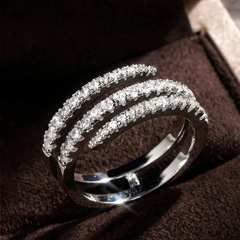 Stunning Three-Layer Crystal Ring