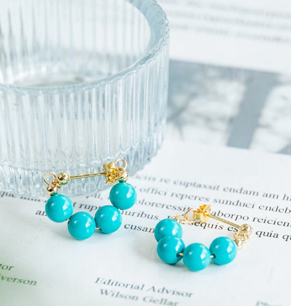 Premium Turquoise Art Hoop Earrings