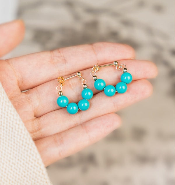 Premium Turquoise Art Hoop Earrings