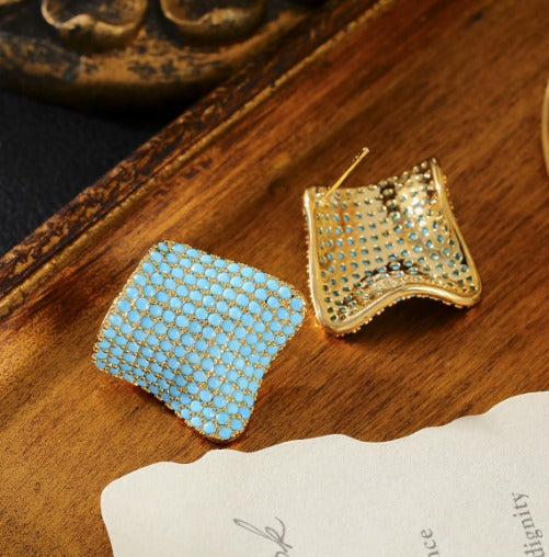 Premium Square Turquoise Stud Earrings