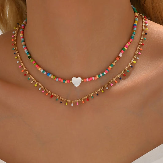 Minimal Rainbow Beaded Necklace