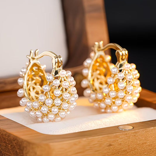 Chunky Pearl Hoop Earrings