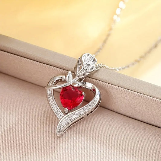 Elegant Ruby White Gold Necklace