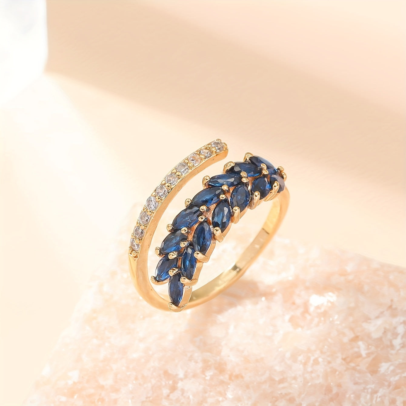 Elegant Synthetic Zircon Gold Ring
