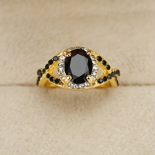 Elegant Onyx Gold Fashion Ring