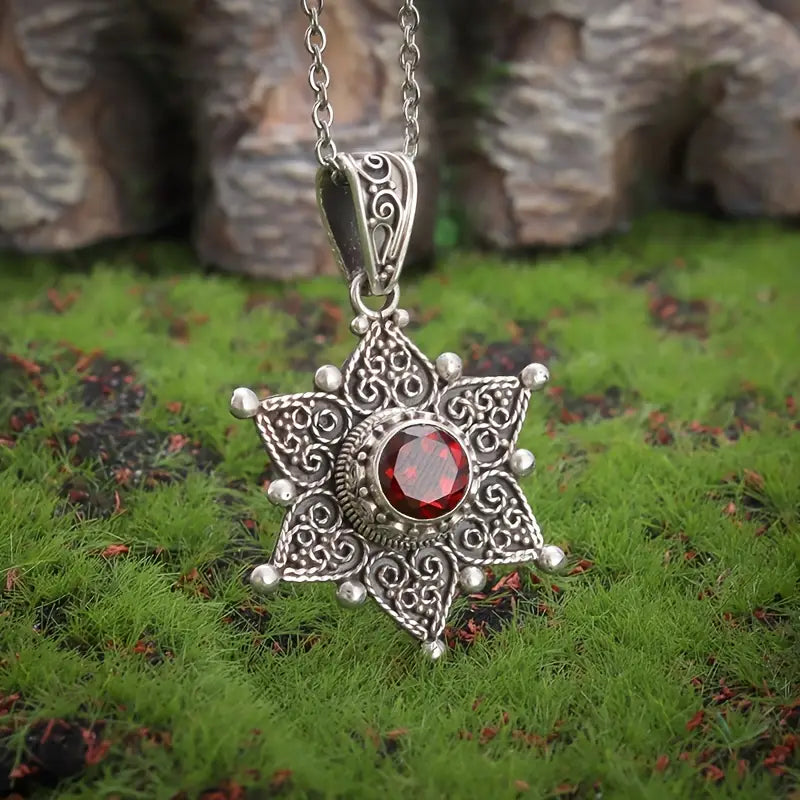 Sophisticated Ruby White Gold Necklace