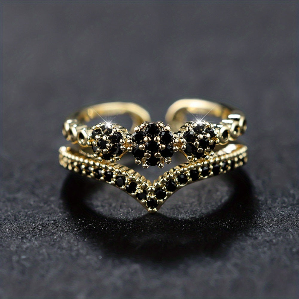 Elegant Double Layer Gold Ring