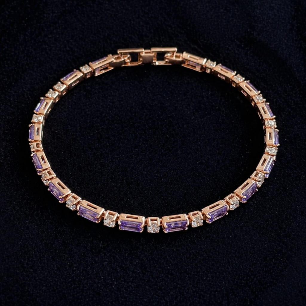 Elegant Amethyst Rose Gold Bracelet