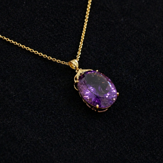 Sophisticated Amethyst Gold Necklace