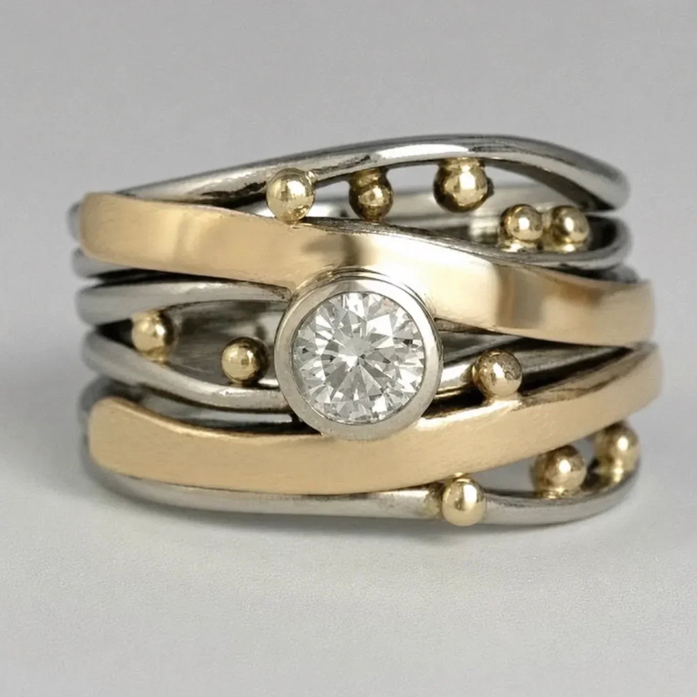 Elegant Gold Inlay Zirconia Ring