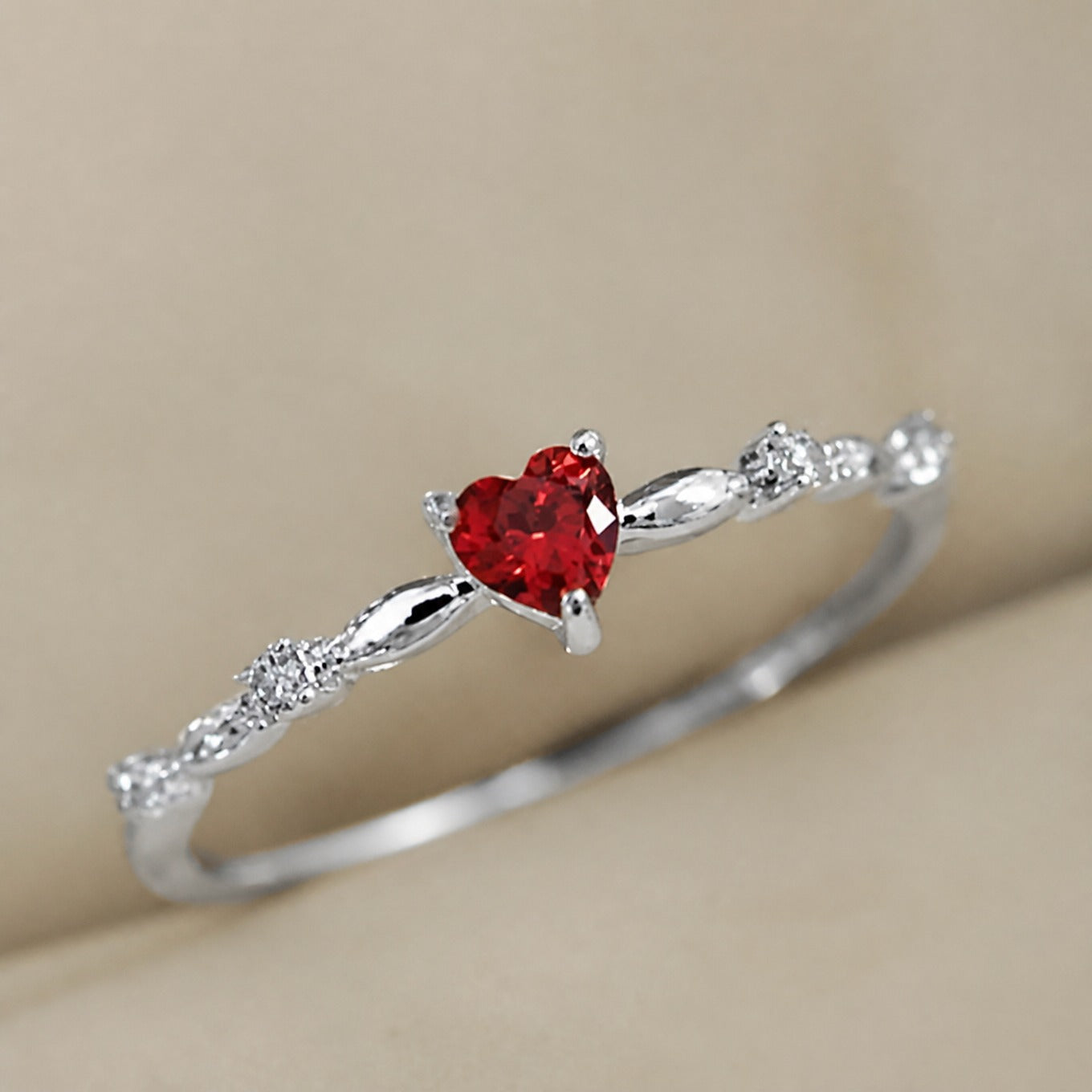 Sophisticated Ruby Gold Heart Ring