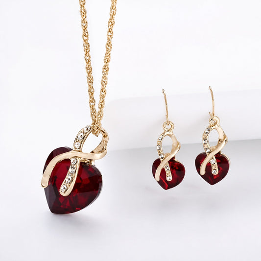 Elegant Crimson Gold Jewelry Set