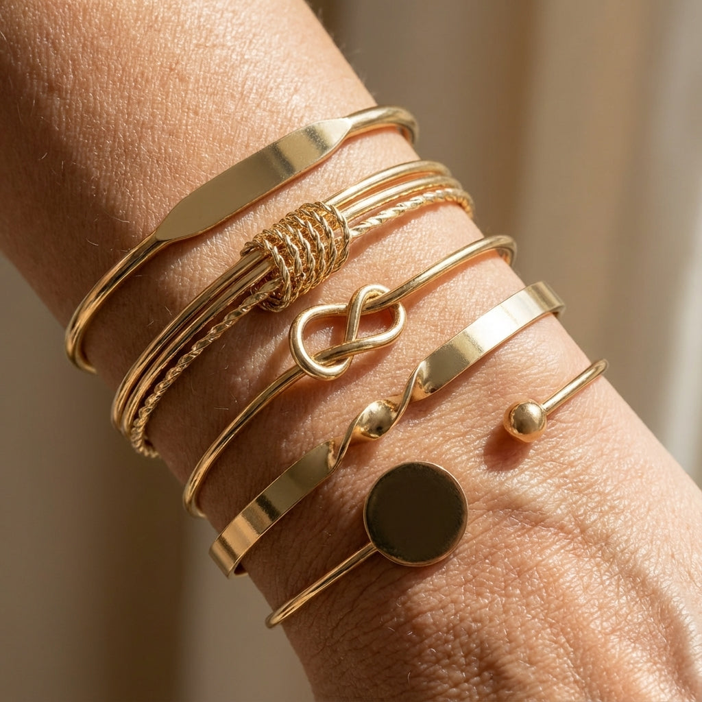 Stylish Gold Bracelet Set